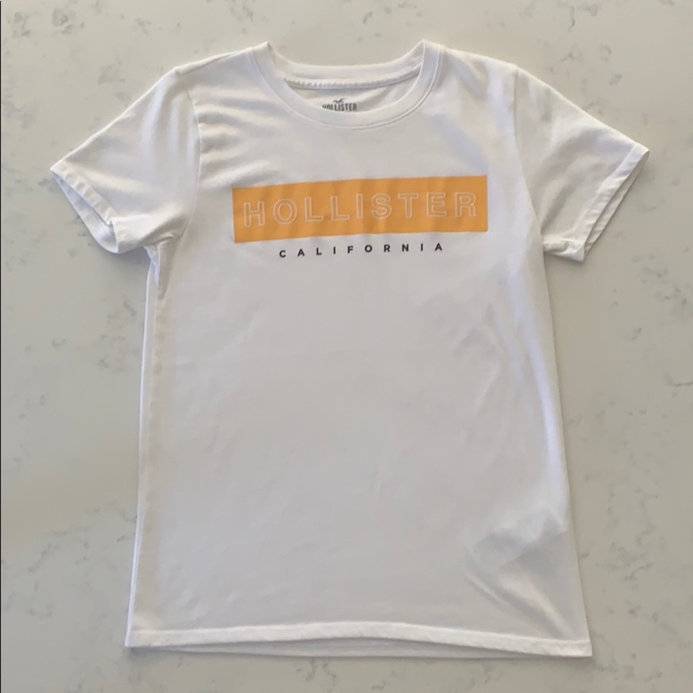 Hollister White/Yellow Printed Tee